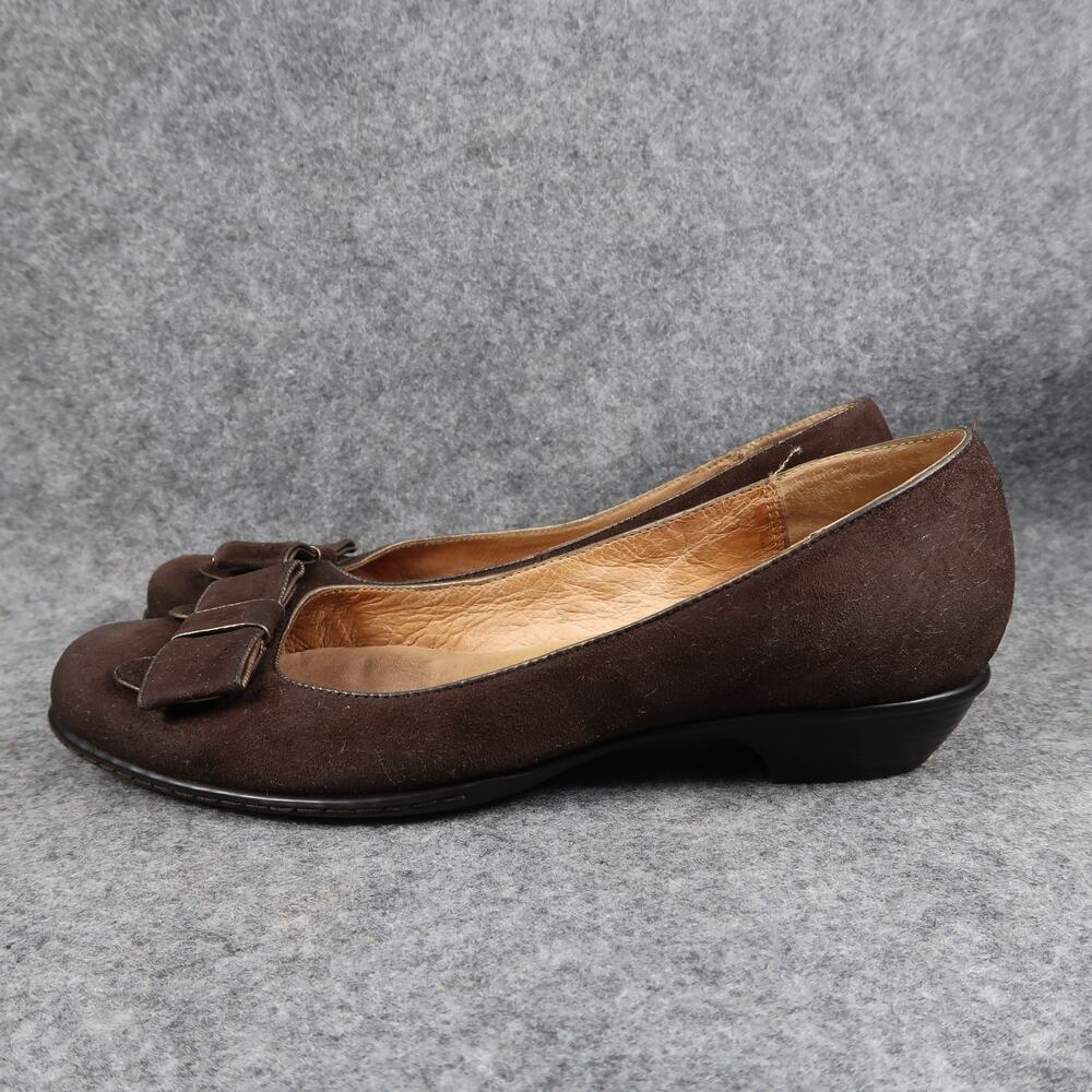 Softspots Shoes Womens 7.5 Loafer Pumps Low Heel Slip On Brown Closed Toe Bow - Picture 4 of 12